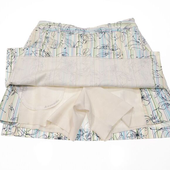Tehama Skort Skirt Size 8 Womens Floral White Blue Zip Pocket Stretch 29x16.5 - Picture 7 of 9